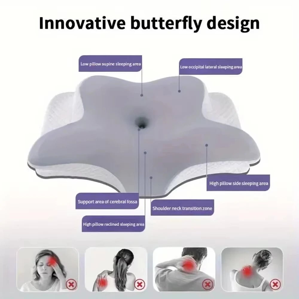 Butterfly Memory Foam Neck Support Pillow – Slow Rebound Ergonomic Sleeping Pillow - InspiredGrabs.com