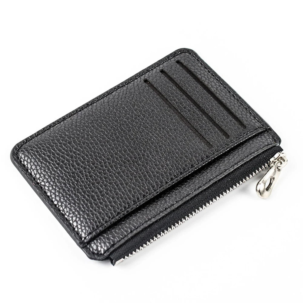 Casual Classic Men'S Wallet Solid Color Textured Pu Zipper Card Holder Mini Slim Wallet For Boyfriend Husband Gift 2022 New - InspiredGrabs.com