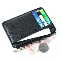 Thumbnail for Casual Classic Men'S Wallet Solid Color Textured Pu Zipper Card Holder Mini Slim Wallet For Boyfriend Husband Gift 2022 New - InspiredGrabs.com