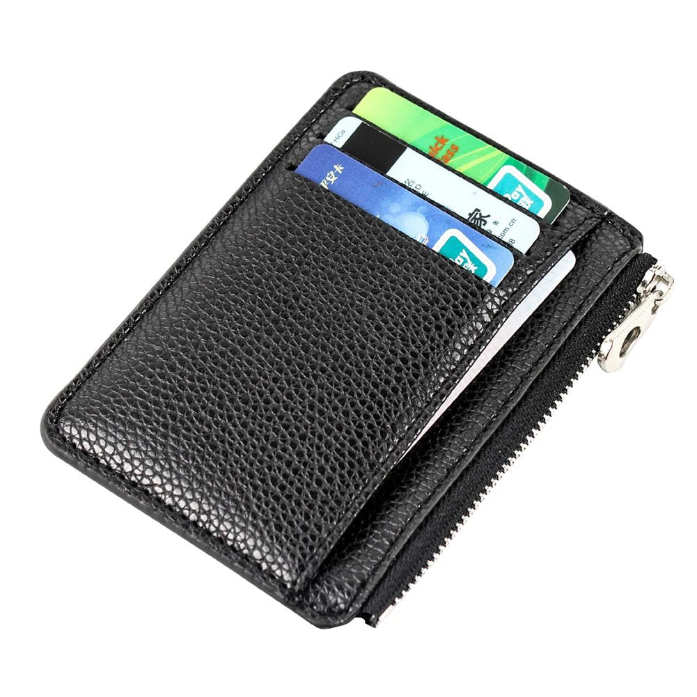 Casual Classic Men'S Wallet Solid Color Textured Pu Zipper Card Holder Mini Slim Wallet For Boyfriend Husband Gift 2022 New - InspiredGrabs.com