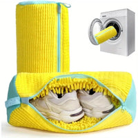 Thumbnail for Chenille-Lined Shoe Washing Bag – Blue - InspiredGrabs.com