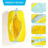 Thumbnail for Chenille-Lined Shoe Washing Bag – Blue - InspiredGrabs.com
