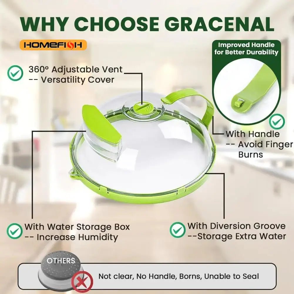 Clear Microwave Food Cover with Steam Vent & Handle - InspiredGrabs.com