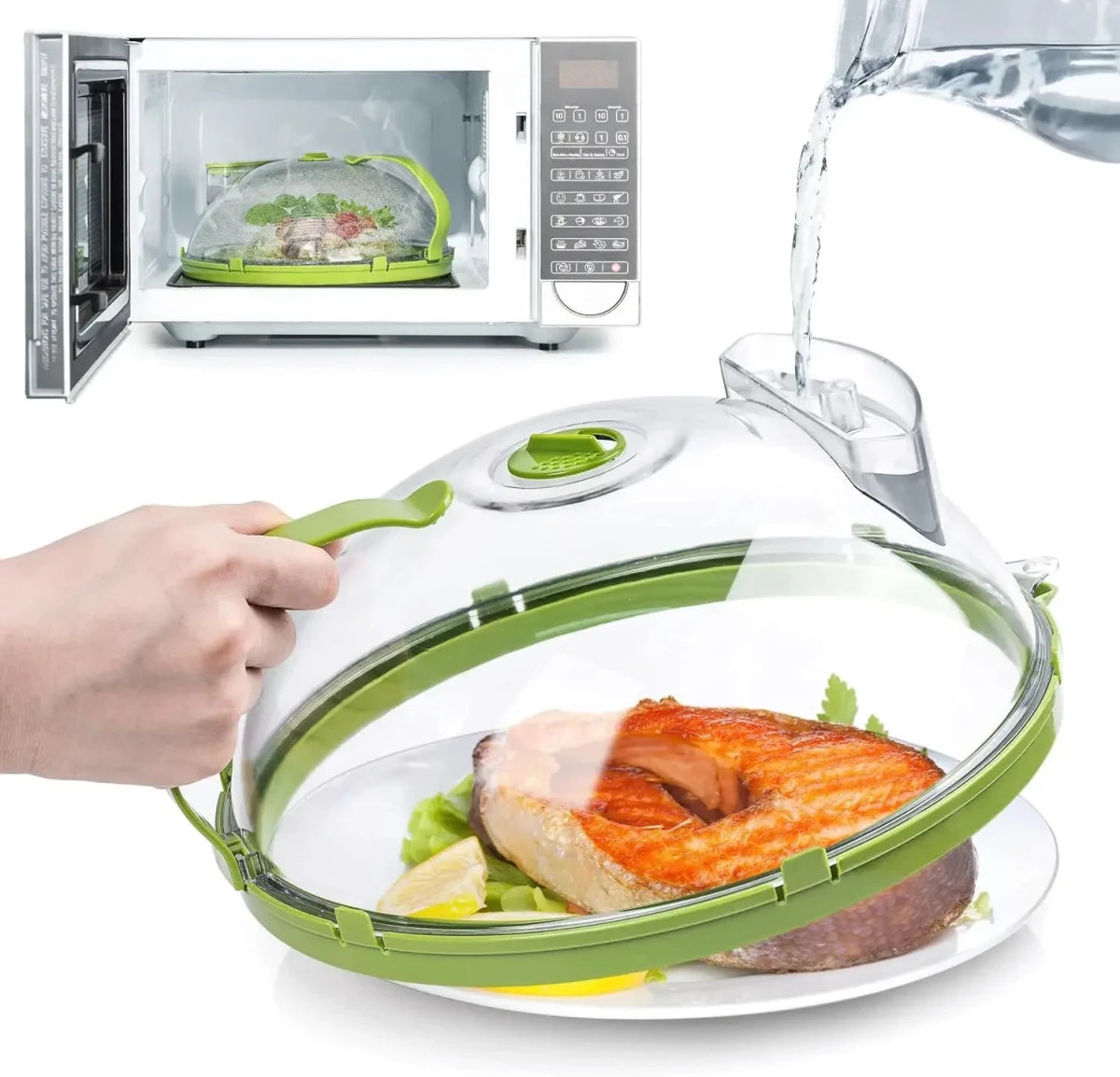 Clear Microwave Food Cover with Steam Vent & Handle - InspiredGrabs.com