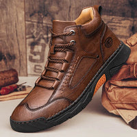 Thumbnail for CLOHOO Handmade Men's High - Top Leather Boots – Hand - Sewn Business Casual & Outdoor Shoes - InspiredGrabs.com