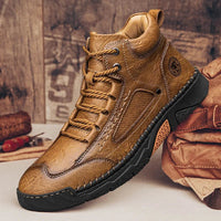 Thumbnail for CLOHOO Handmade Men's High - Top Leather Boots – Hand - Sewn Business Casual & Outdoor Shoes - InspiredGrabs.com