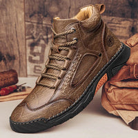 Thumbnail for CLOHOO Handmade Men's High - Top Leather Boots – Hand - Sewn Business Casual & Outdoor Shoes - InspiredGrabs.com