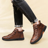 Thumbnail for CLOHOO Handmade Men's High - Top Leather Boots – Hand - Sewn Business Casual & Outdoor Shoes - InspiredGrabs.com