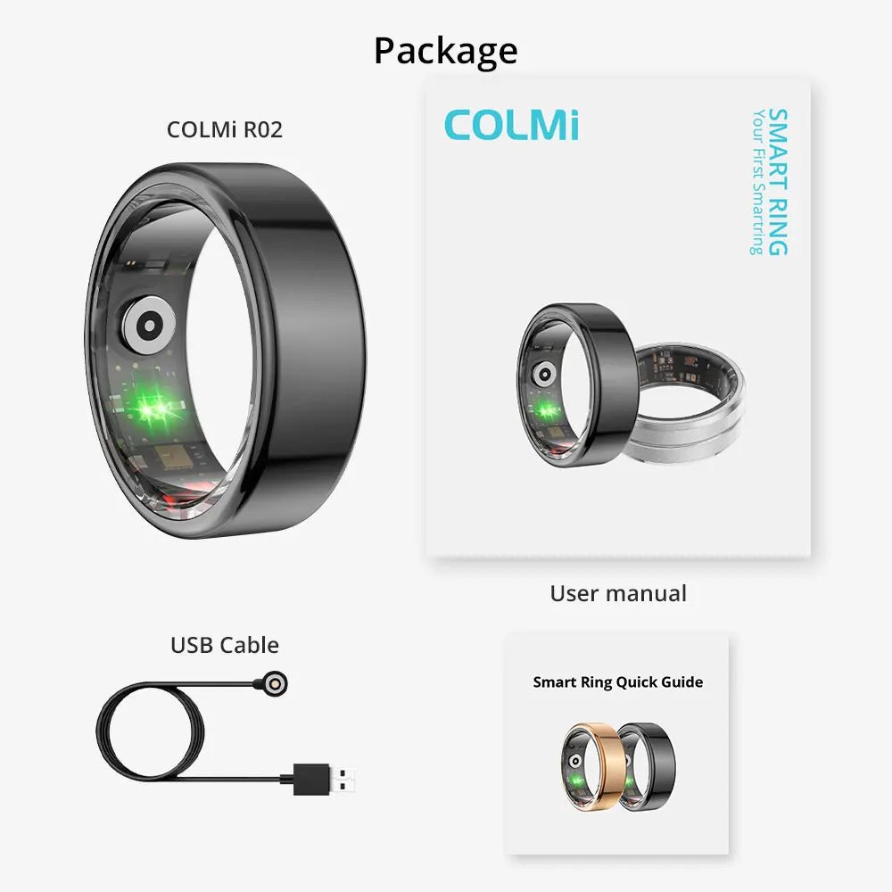 COLMI R02 Smart Ring – Titanium Steel Health Monitor with 3ATM Waterproof Design - InspiredGrabs.com