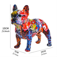 Thumbnail for Colorful Standing French Bulldog Resin Statue – Graffiti Style Desk Decor - InspiredGrabs.com