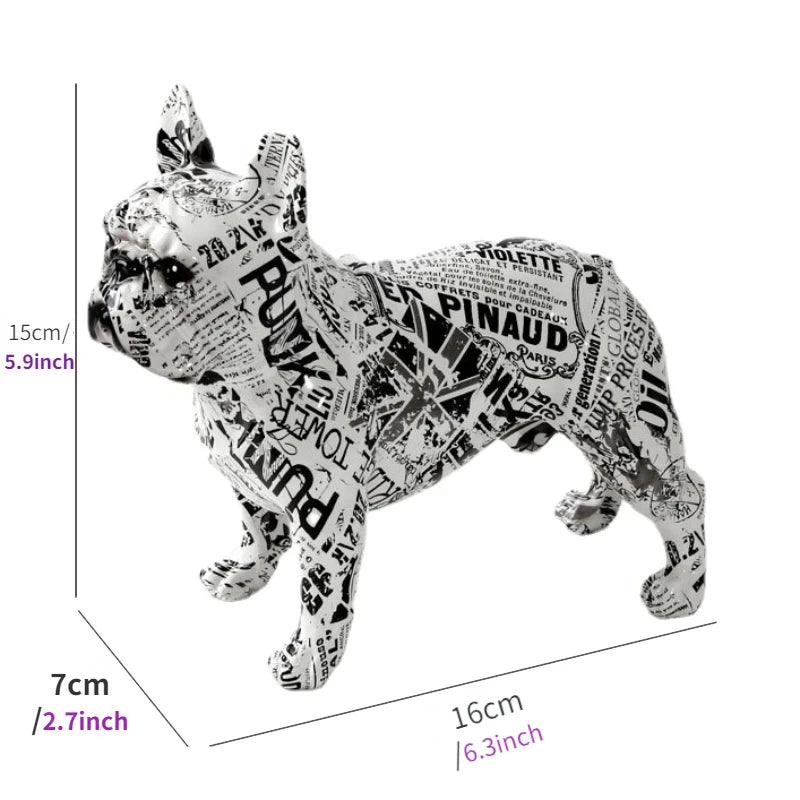 Colorful Standing French Bulldog Resin Statue – Graffiti Style Desk Decor - InspiredGrabs.com