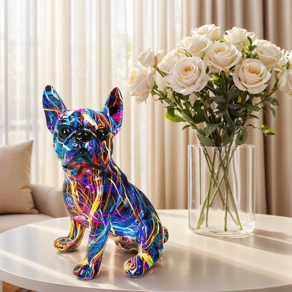 Colorful Standing French Bulldog Resin Statue – Graffiti Style Desk Decor - InspiredGrabs.com