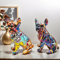 Thumbnail for Colorful Standing French Bulldog Resin Statue – Graffiti Style Desk Decor - InspiredGrabs.com