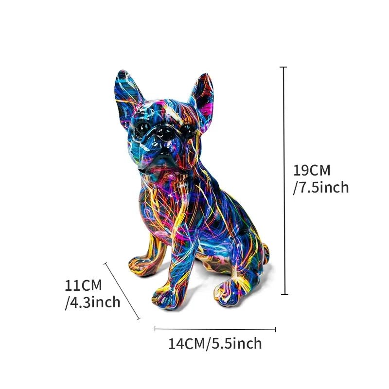 Colorful Standing French Bulldog Resin Statue – Graffiti Style Desk Decor - InspiredGrabs.com