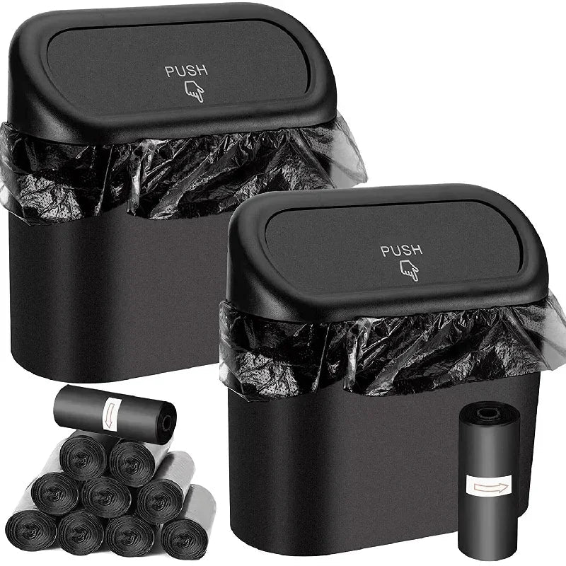 Compact Car Trash Can with Lid – Black - InspiredGrabs.com