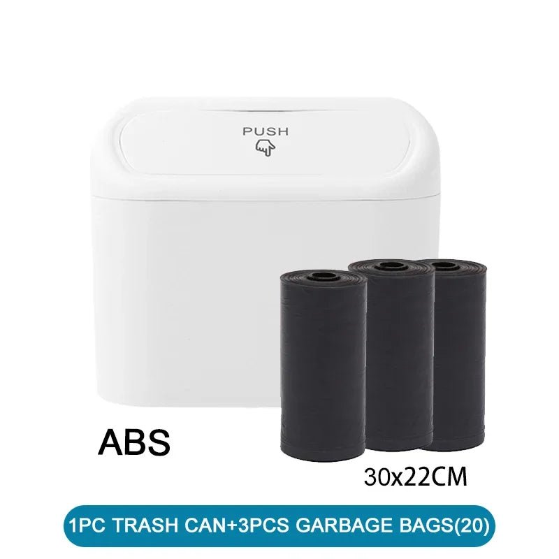 Compact Car Trash Can with Lid & Refill Bags - InspiredGrabs.com