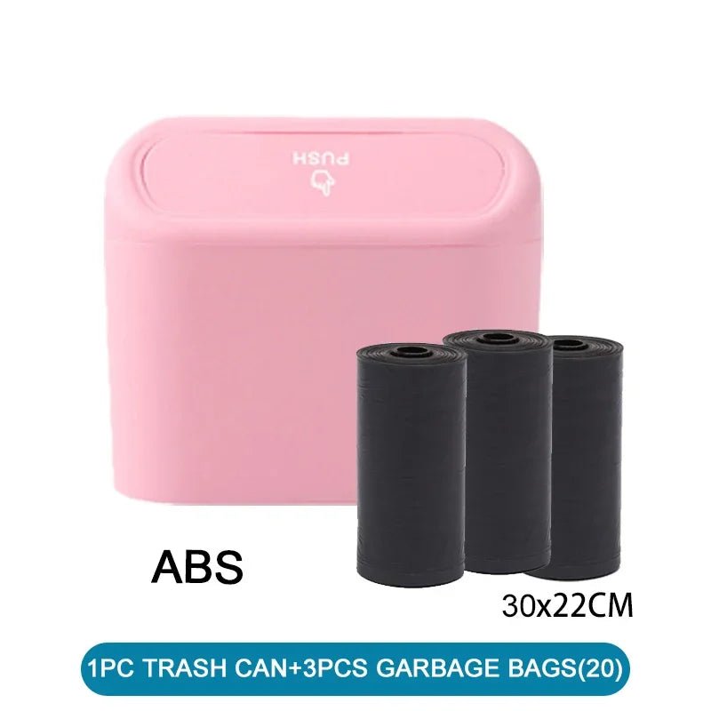 Compact Car Trash Can with Lid & Refill Bags - InspiredGrabs.com