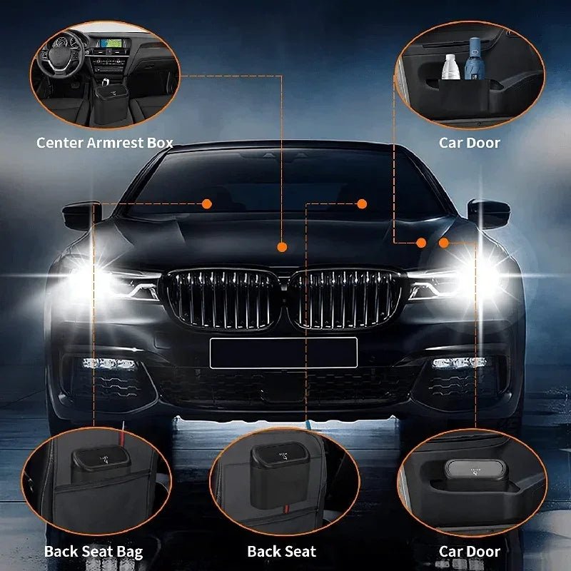 Compact Car Trash Can with Lid & Refill Bags - InspiredGrabs.com