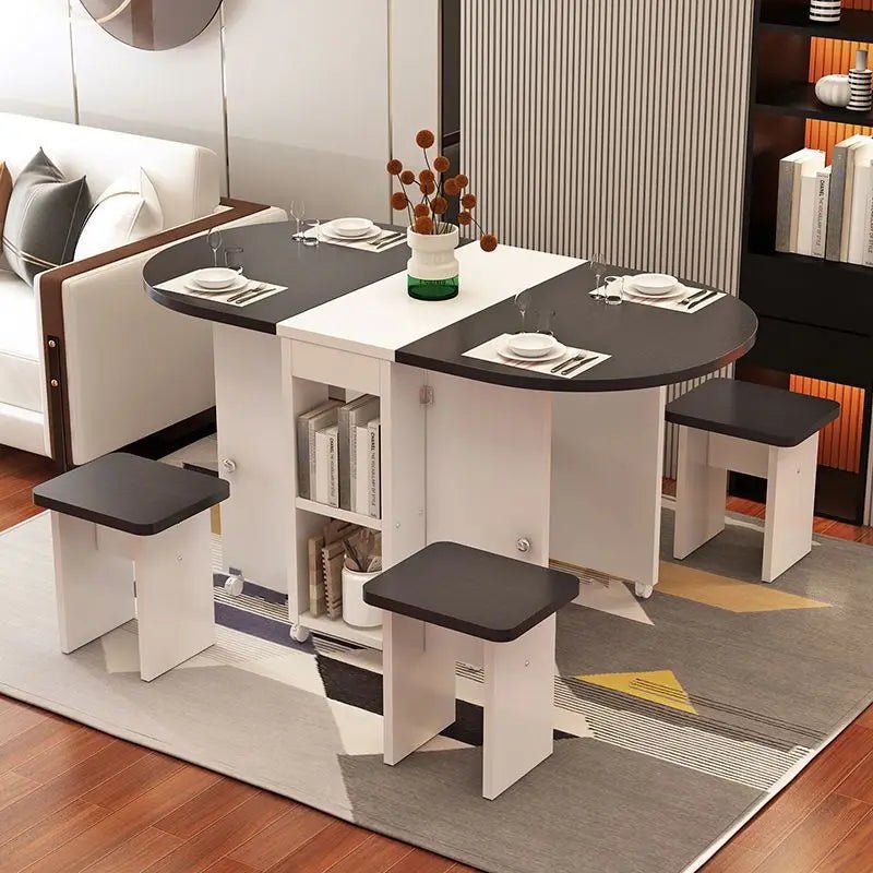 Compact Retractable Folding Dining Table Set - InspiredGrabs.com