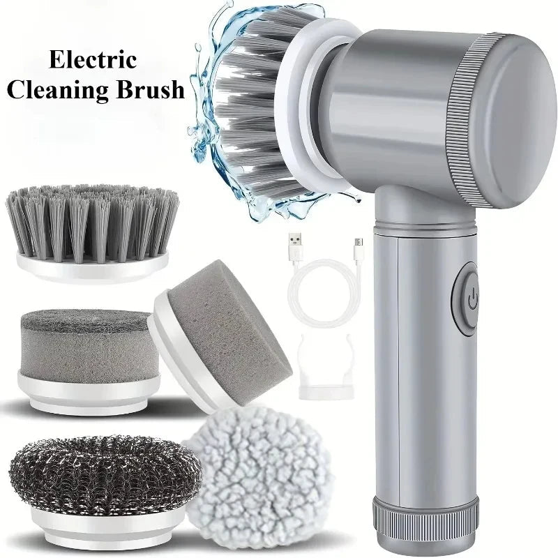 Cordless Electric Spin Scrubber with 5 Brush Heads - InspiredGrabs.com
