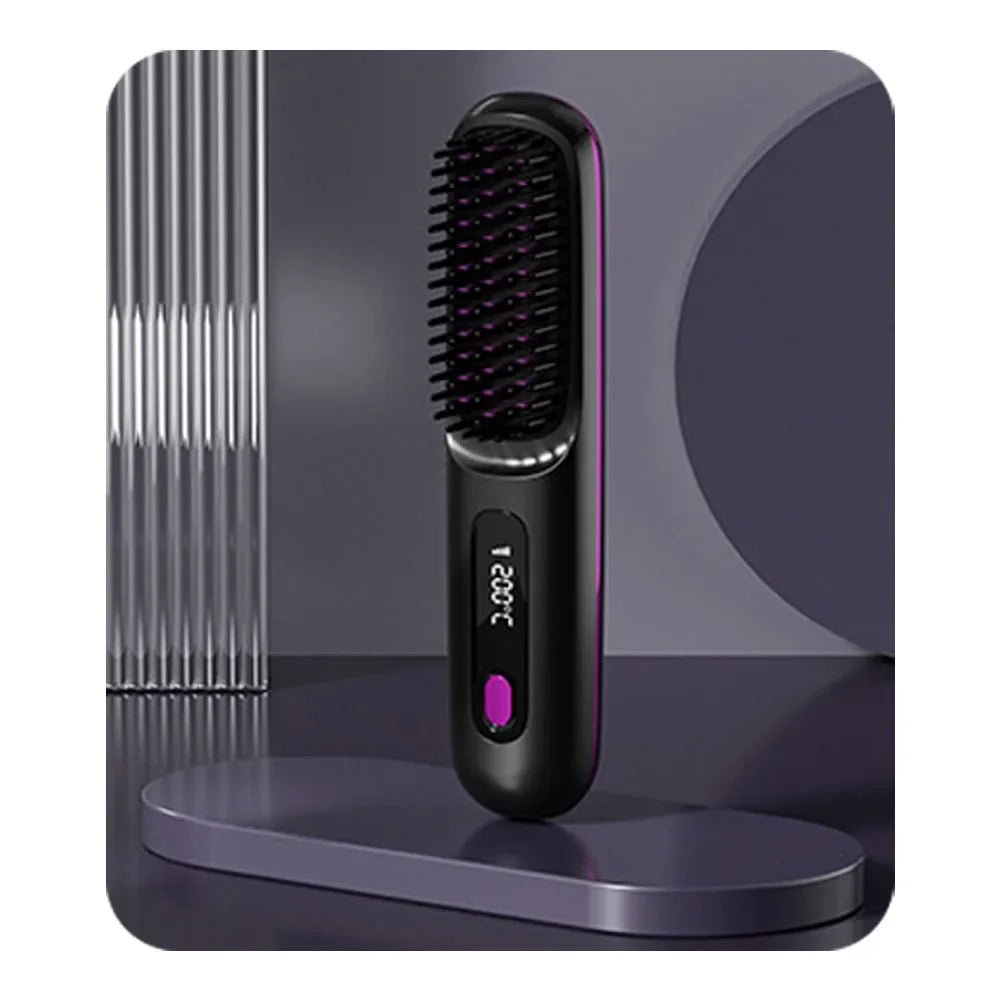 Cordless USB Hair Straightening Brush – Ionic Hot Brush & Detangling Styler - InspiredGrabs.com