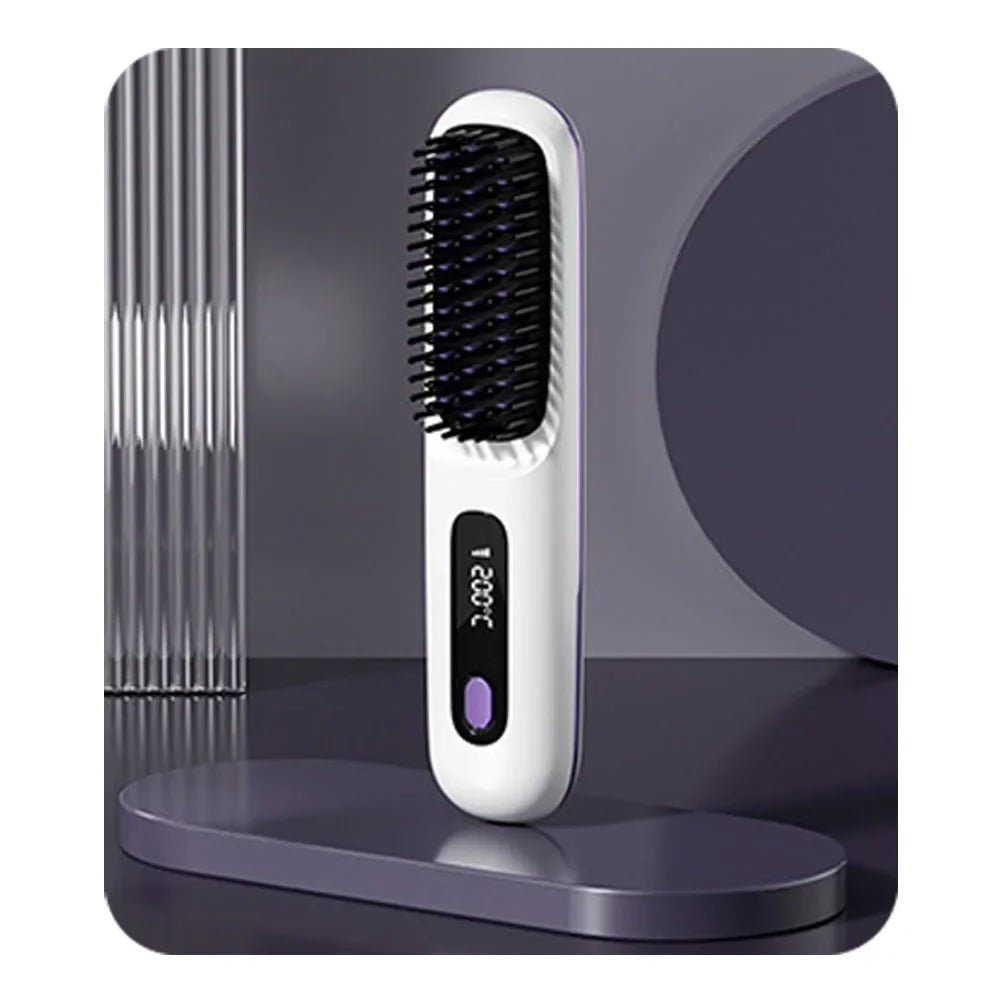 Cordless USB Hair Straightening Brush – Ionic Hot Brush & Detangling Styler - InspiredGrabs.com