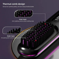 Thumbnail for Cordless USB Hair Straightening Brush – Ionic Hot Brush & Detangling Styler - InspiredGrabs.com