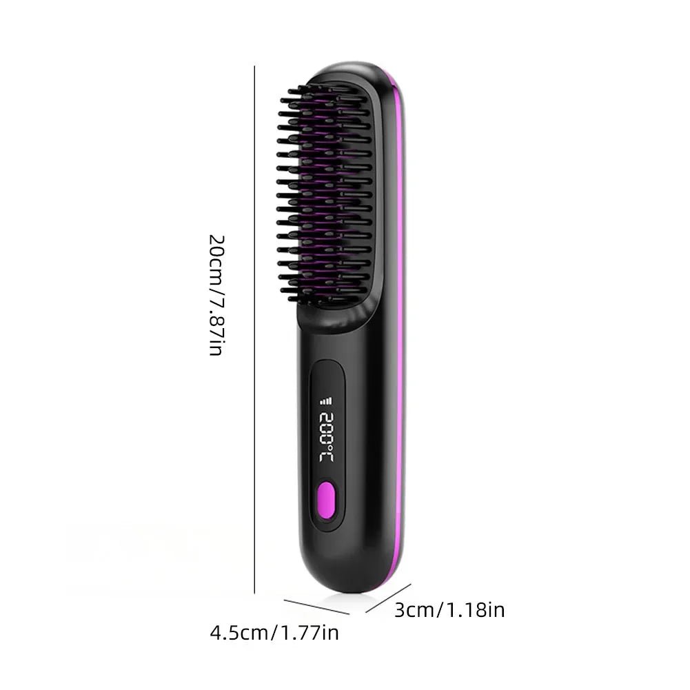 Cordless USB Hair Straightening Brush – Ionic Hot Brush & Detangling Styler - InspiredGrabs.com