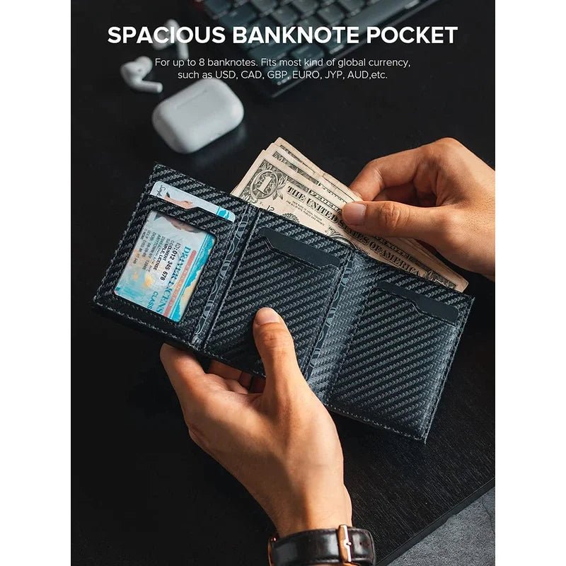 Credit Card Holder RFID Blocking Bifold Wallet Men's Wallet with Coin Compartment and Banknote Compartment - InspiredGrabs.com