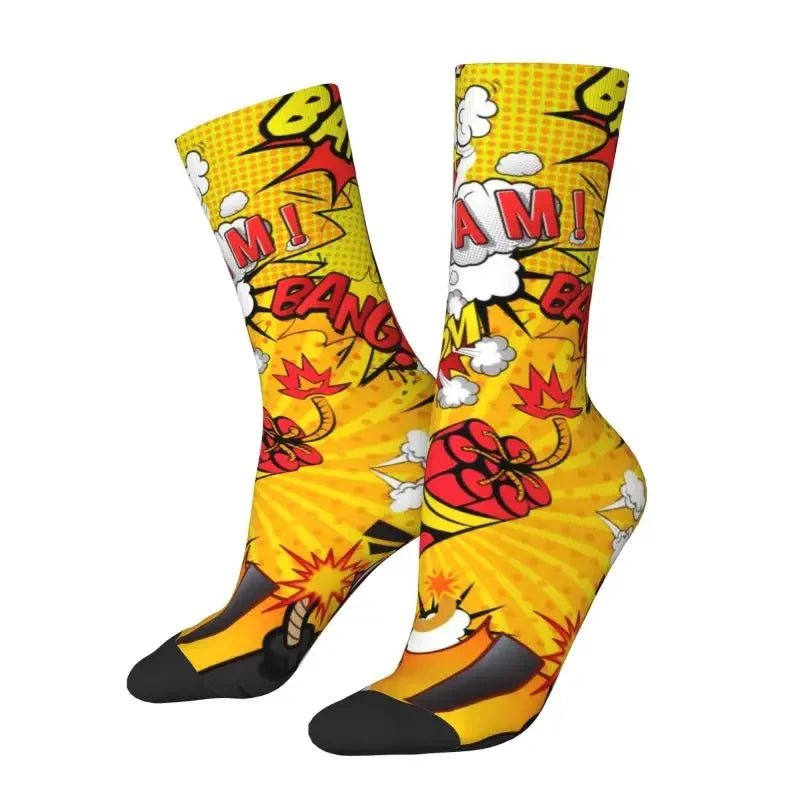 Custom Funny Graffiti Crew Socks – Unisex Street Style Cartoon Dress Socks - InspiredGrabs.com