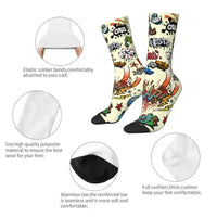Thumbnail for Custom Funny Graffiti Crew Socks – Unisex Street Style Cartoon Dress Socks - InspiredGrabs.com