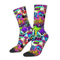 Thumbnail for Custom Funny Graffiti Crew Socks – Unisex Street Style Cartoon Dress Socks - InspiredGrabs.com