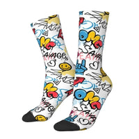 Thumbnail for Custom Funny Graffiti Crew Socks – Unisex Street Style Cartoon Dress Socks - InspiredGrabs.com
