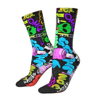 Thumbnail for Custom Funny Graffiti Crew Socks – Unisex Street Style Cartoon Dress Socks - InspiredGrabs.com