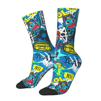Thumbnail for Custom Funny Graffiti Crew Socks – Unisex Street Style Cartoon Dress Socks - InspiredGrabs.com