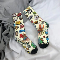 Thumbnail for Custom Funny Graffiti Crew Socks – Unisex Street Style Cartoon Dress Socks - InspiredGrabs.com
