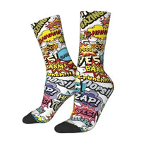 Thumbnail for Custom Funny Graffiti Crew Socks – Unisex Street Style Cartoon Dress Socks - InspiredGrabs.com