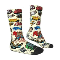 Thumbnail for Custom Funny Graffiti Crew Socks – Unisex Street Style Cartoon Dress Socks - InspiredGrabs.com