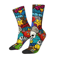 Thumbnail for Custom Funny Graffiti Crew Socks – Unisex Street Style Cartoon Dress Socks - InspiredGrabs.com