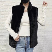 Thumbnail for Double - Sided Faux Fur Cardigan Vest for Women – Autumn Winter Warm Mink - Style Vest - InspiredGrabs.com