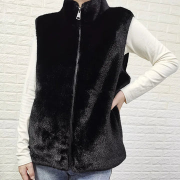 Double - Sided Faux Fur Cardigan Vest for Women – Autumn Winter Warm Mink - Style Vest - InspiredGrabs.com