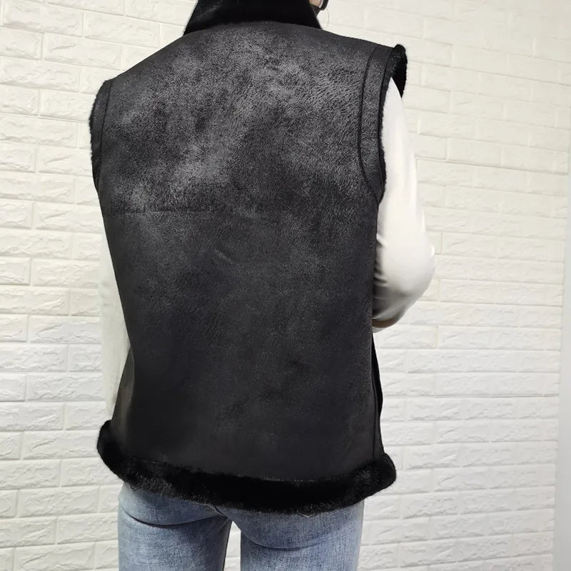 Double - Sided Faux Fur Cardigan Vest for Women – Autumn Winter Warm Mink - Style Vest - InspiredGrabs.com