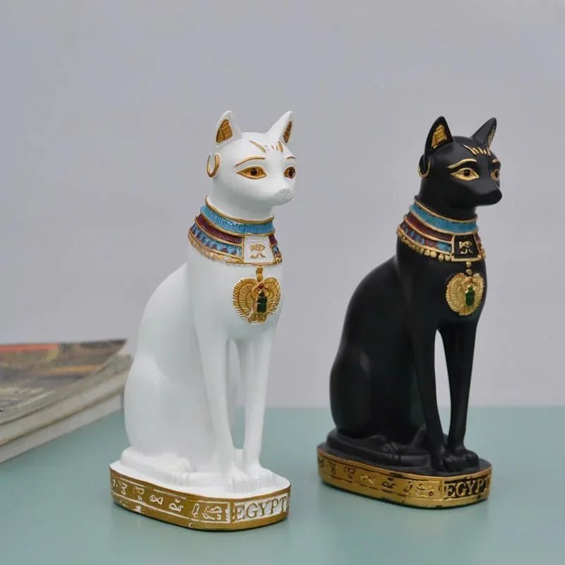 Egyptian Cat Goddess Statue – Vintage Resin Cat Ornament - InspiredGrabs.com