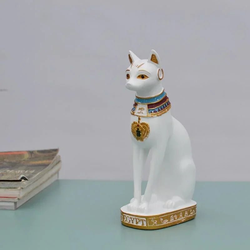 Egyptian Cat Goddess Statue – Vintage Resin Cat Ornament - InspiredGrabs.com