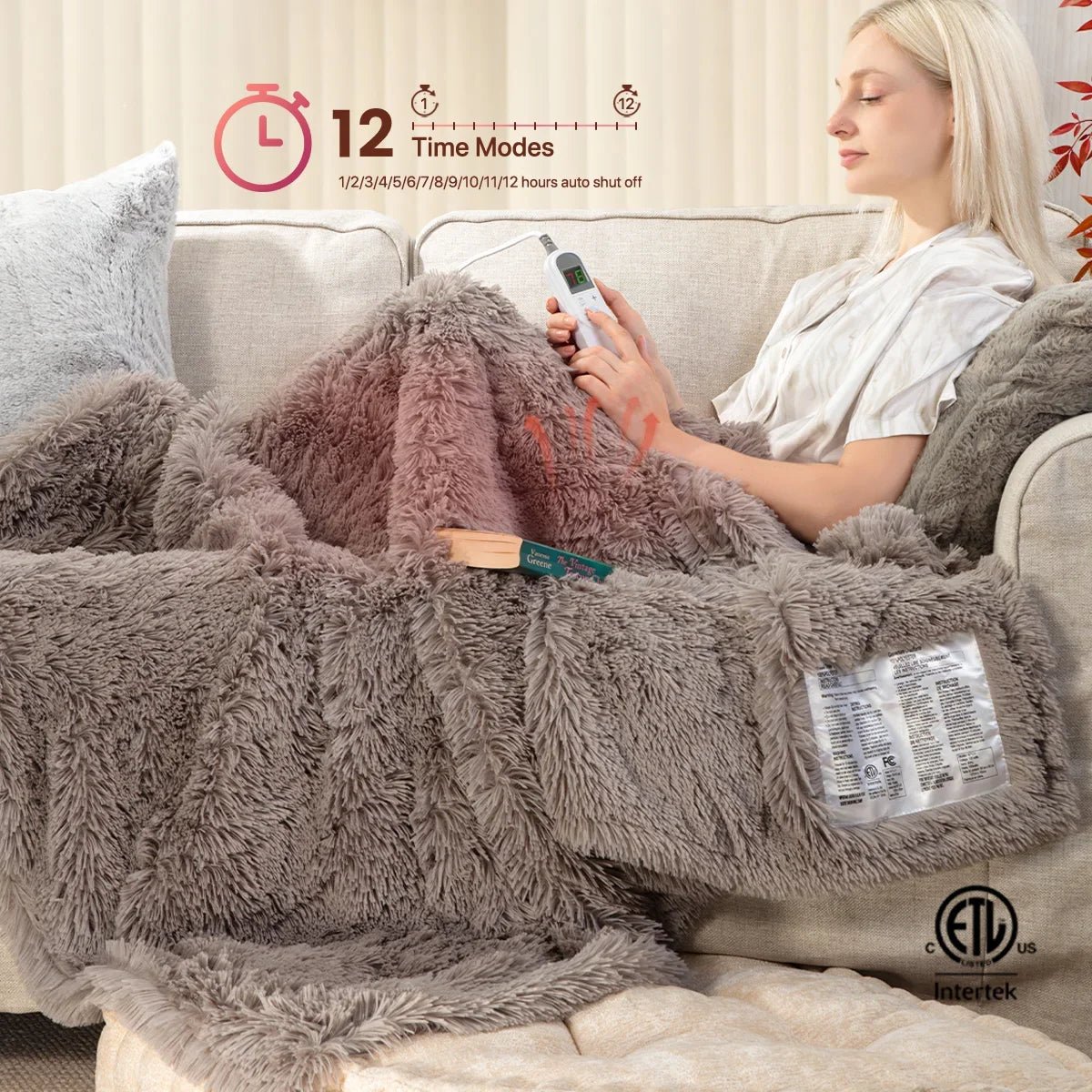 Electric Heated Throw Blanket – 10 Levels, Soft Plush, Machine Washable - InspiredGrabs.com