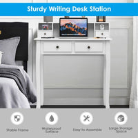 Thumbnail for Elegant White Multi - Functional Writing Desk - InspiredGrabs.com