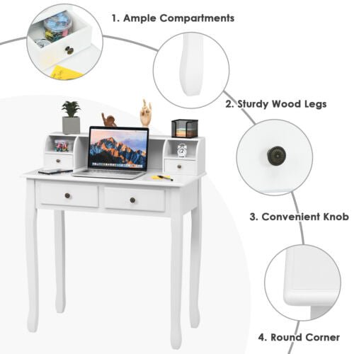 Elegant White Multi - Functional Writing Desk - InspiredGrabs.com