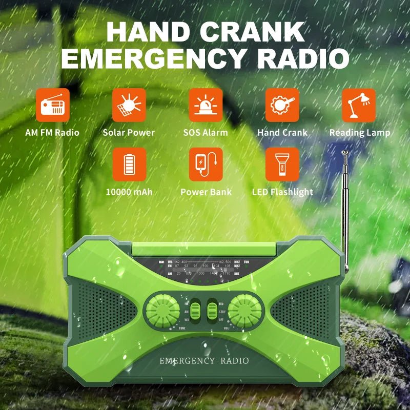 Emergency Solar Hand Crank Radio 10000mAh - InspiredGrabs.com