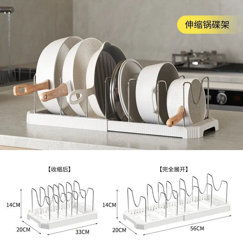 Expandable Cabinet Pot, Pan & Lid Organizer – Gray - InspiredGrabs.com