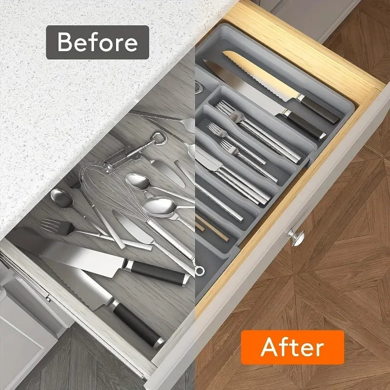 Expandable Flatware Drawer Organizer – Black - InspiredGrabs.com